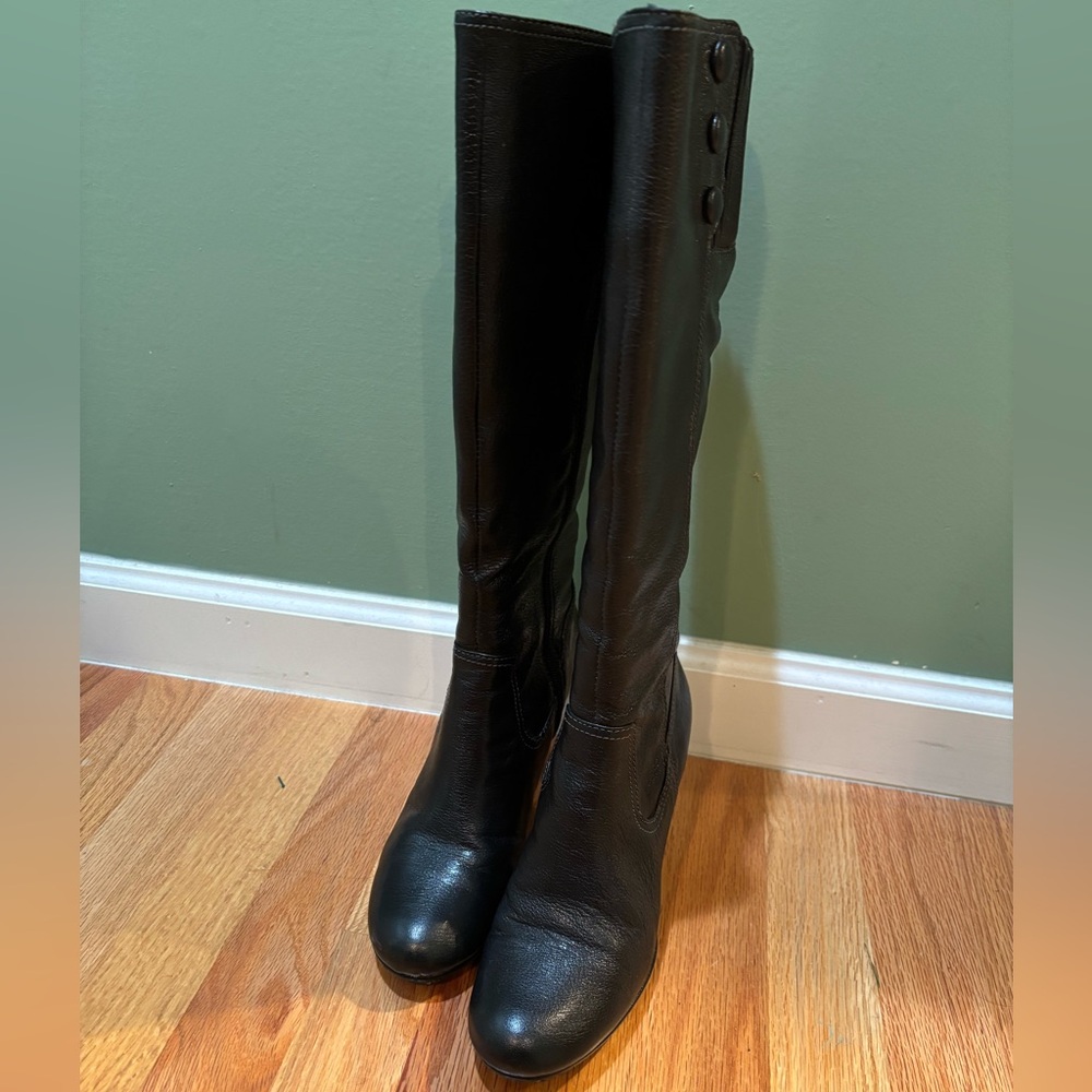 Sofft Black Leather High-Heel Boots, Women’s Size 6.5, Mid-Calf Zip Up Height - Picture 6 of 6